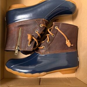 SLERRY Dark Blue and Brown Rain/Snow Boots